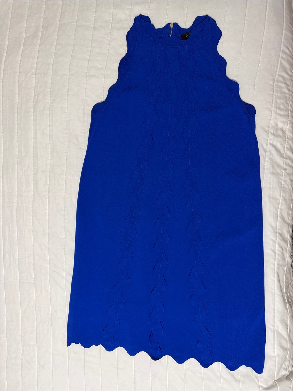 Ted Baker London Royal Blue Scallop-Edge Sleeveless Dress